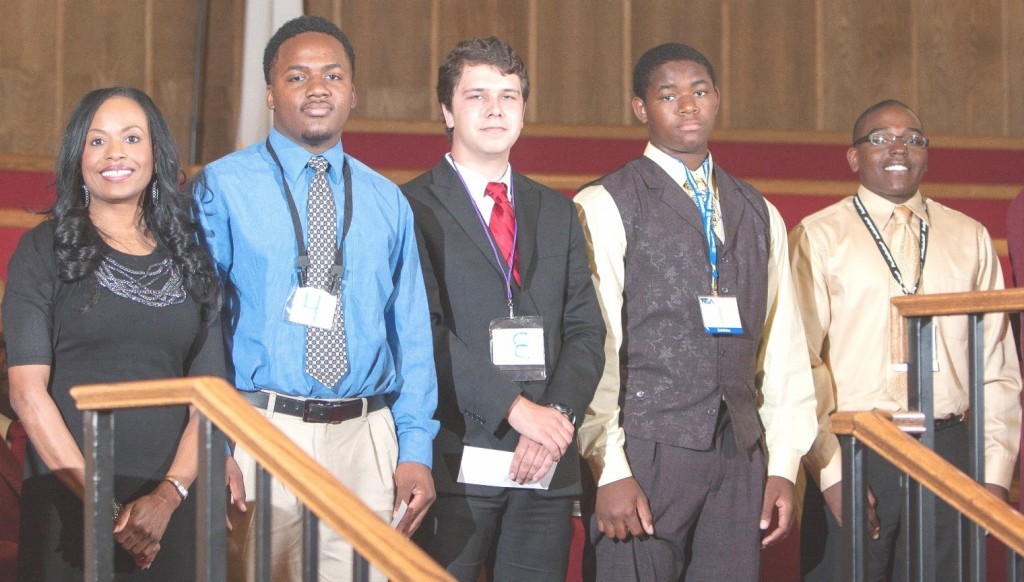 Pictured here with Rhea McIver, Principal of Werner Elementary School for the Rialto Unified School District,  are the talented young men who shared their essays and oratorical skills in this year's Sixth Annual Oratorical and Essay Contest sponsored by SHAD Club #62; left to right: DeShawn Redden, Maxwell Row, Scean Mustin, and Joshual Jackson.