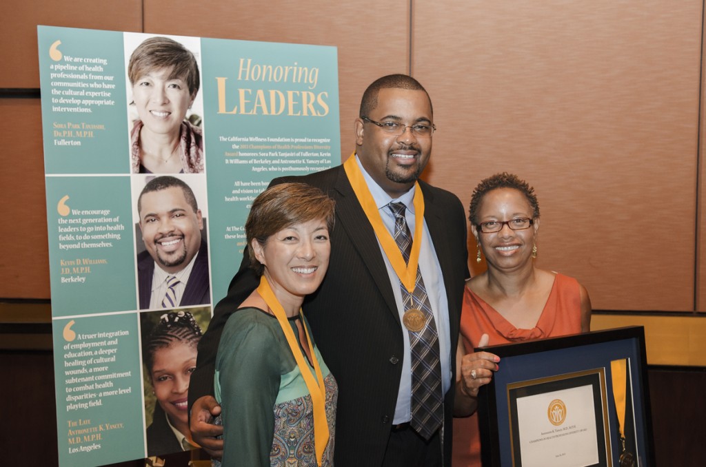 Pictured here (left to right) are honoree Sora Park Tanjasiri; honoree Kevin D. Williams and honoree Antronette Yancey’s long term partner Darlene Edgley  