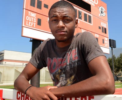 Chaffey College hurdler Khallifah Rosser won the 400-meter hurdles at the California Community College Athletic Association championship meet last month and will compete in the United States Junior National meet on June 19-23. (Jennifer Cappuccio Maher / Staff Photographer)