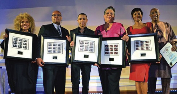 Honorees with their awards posing with PAFF Founders Ja'Net DuBoise(left) and Ayuko Babu (right)