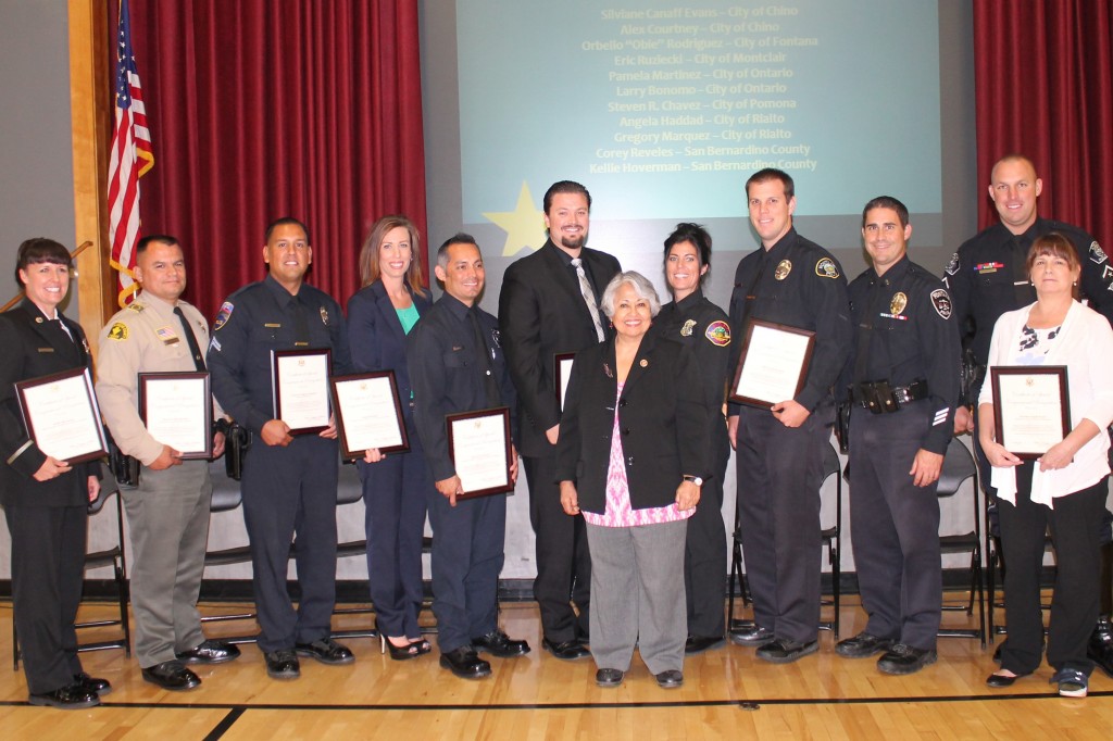 Congresswoman Gloria Negrete McLeod with the 2014 35th Congressional District "Public Safety Officer of the Year" honorees.