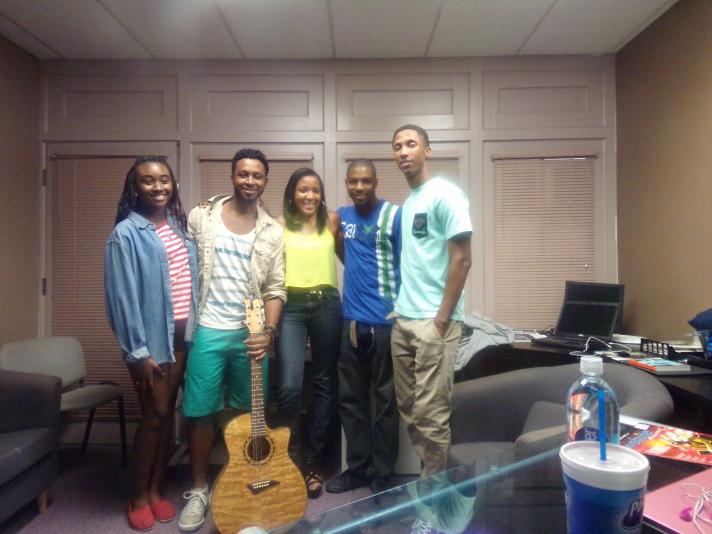 From left to right: WSS intern Noelle Lilley; rising musician Philip Michael Jr.; WSS editor Naomi Bonman; WSS intern Mitchell Young; and WSS intern Ernest Carter 