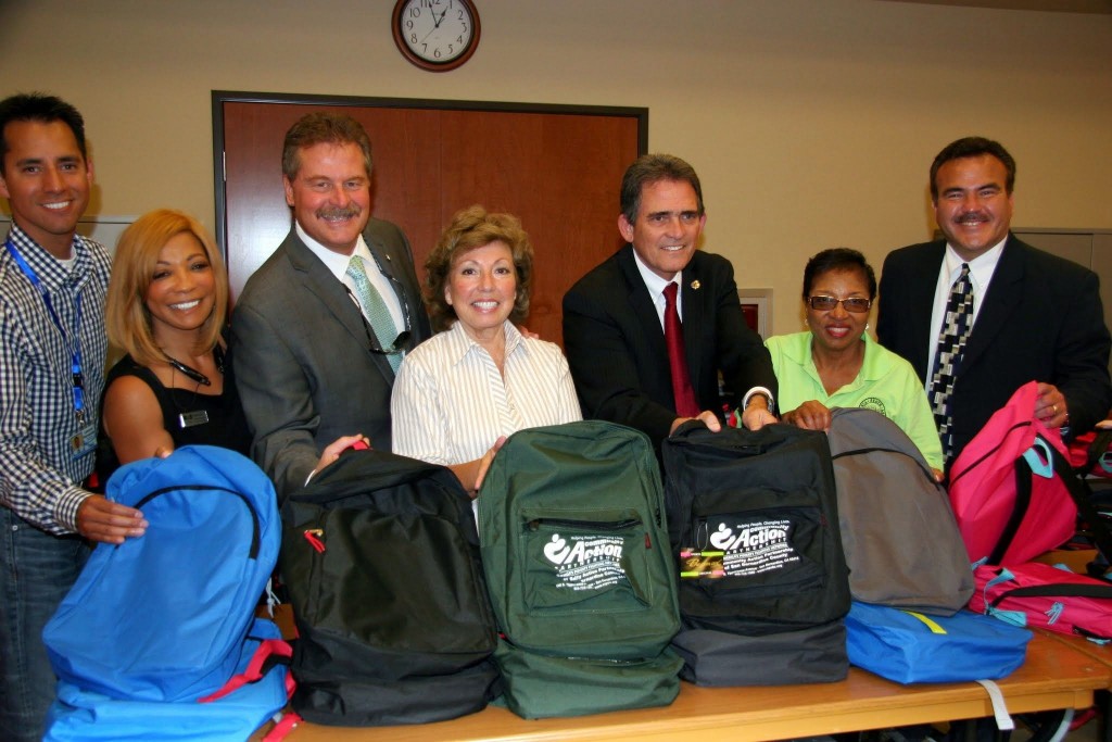 Photo caption: Pictured (L to R) is San Bernardino County Librarian Leonard Hernández; Executive Director Linda Jackson, NID Housing Agency; San Bernardino Mayor Carey Davis; Assemblymember Brown; and San Bernardino County Deputy Superintendent Ted Alejandre.