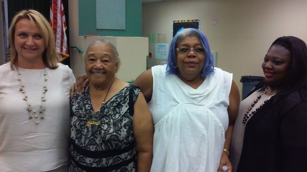 (center left) Community organizer and Executive Director of Parents of Watts, Sweet Alice Harris, and (center right) CEO of WWAM Inc./I.S.A.H., Dr. Deborah Winn. 