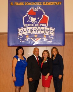 Dominguez & Vanir Leadership" - (left to right): -- Ms. Terri Anderson-Cardinal, Program Facilitator, H. Frank Dominguez Elementary School -- Mr. Alejandro Hernandez, Principal, H. Frank Dominguez Elementary School -- Ms. Dorene Dominguez, Chairman, Vanir Foundation -- Ms. Adrienne Cisneros-Selekman, President, Vanir Foundation 