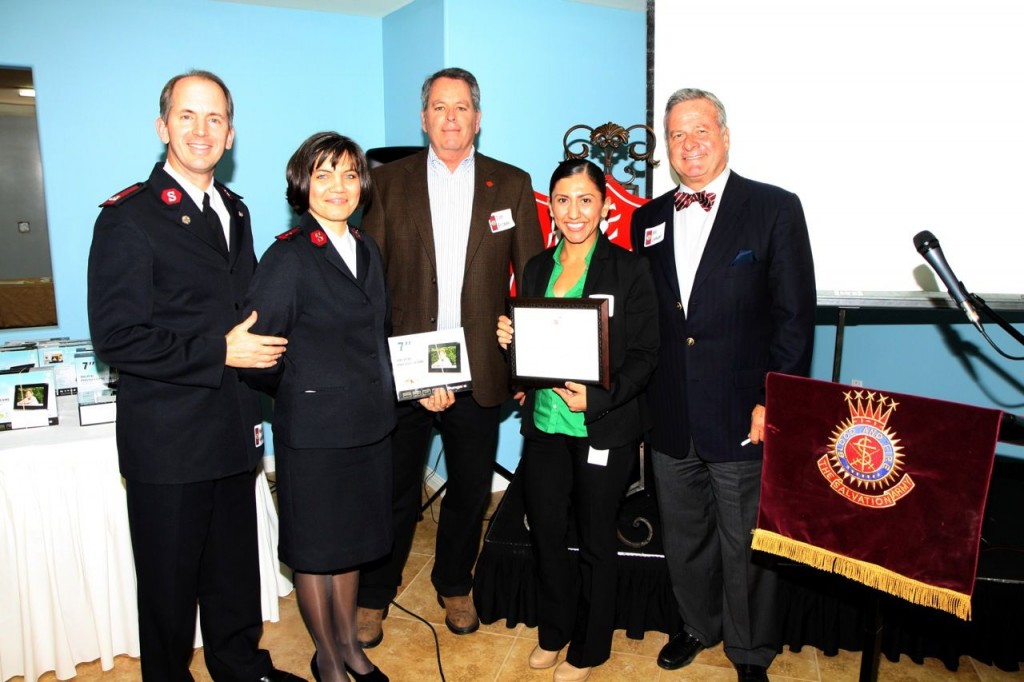 Left to right: Salvation Army Major Daniel Henderson, Captain Anya Henderson; Tom Brickley, Salvation Army Advisory Board Chairman; Mindy Silva, Program Officer- Health & Economic Development, San Manuel Band of Mission Indians; Attorney Wilfrid Lemann, Partner Fullerton, Lemann, Schaefer & Dominick, LLP .