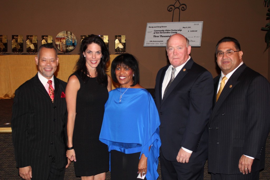 From left:  Dr. Joshua Beckley, CAPSBC Board Chairman, Julie Borlaug, Borlaug Institute of International Agriculture at Texas A&M; Patricia L. Nickols-Butler, CAPSBC Chief Executive Officer; Robert Lovingood, Vice-Chairman, San Bernardino County Board of Supervisors, First District; and James Ramos, Chairman, San Bernardino County Board of Supervisors, Third District.