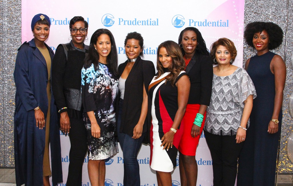 (from left to right): Tai Beauchamp, TV Personality & Lifestyle Expert; Alicia Alston, Vice-President, Global Communications at Prudential Financial; Michelle Ebanks, ESSENCE President; Dani Arps, Interior Designer; Marvet Britto, President and CEO of the Britto Agency; Tiffany “The Budgetnista” Aliche; Dorinda Walker, Director of Consumer Strategy & Key Initiatives Multicultural Marketing, Prudential's U.S. Businesses; ESSENCE Features Editor Lauren Williams. (Photo, Matthew C. Anderson)  