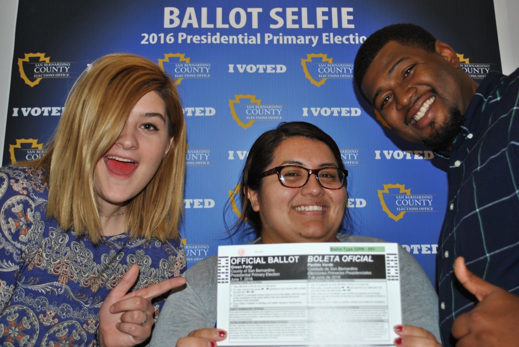 Pictured from left to right, Elections Office staff members-Ashleigh Bachar, Roxana Castro, and Travis Weaver