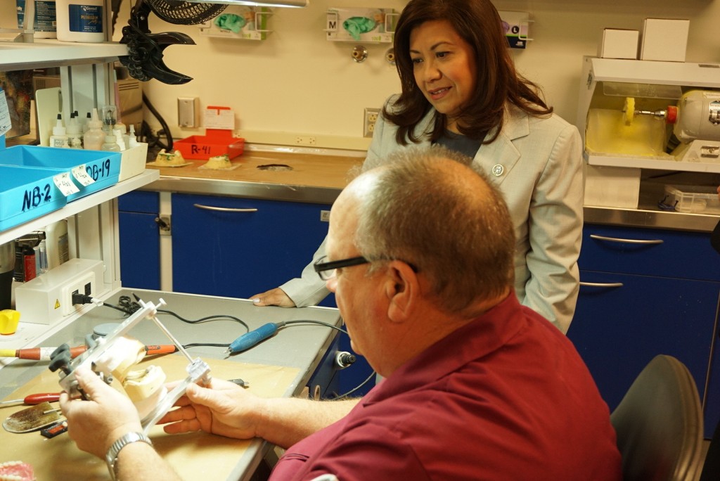 U.S. Representative Norma J. Torres views a project underway at the VA Loma Linda Healthcare System.